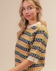 BiBi Multi Color Half Sleeve Sweater