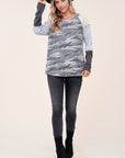 e Luna PLUS Camouflage Color Block Top