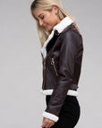 Plush Teddy Trimmed PU Jacket