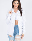 American Bazi Distressed Back Button Down Denim Jacket