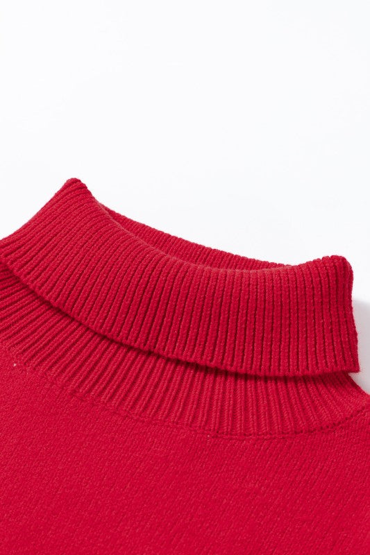 Christmas Merry Sequin Sleeve Turtleneck Sweater