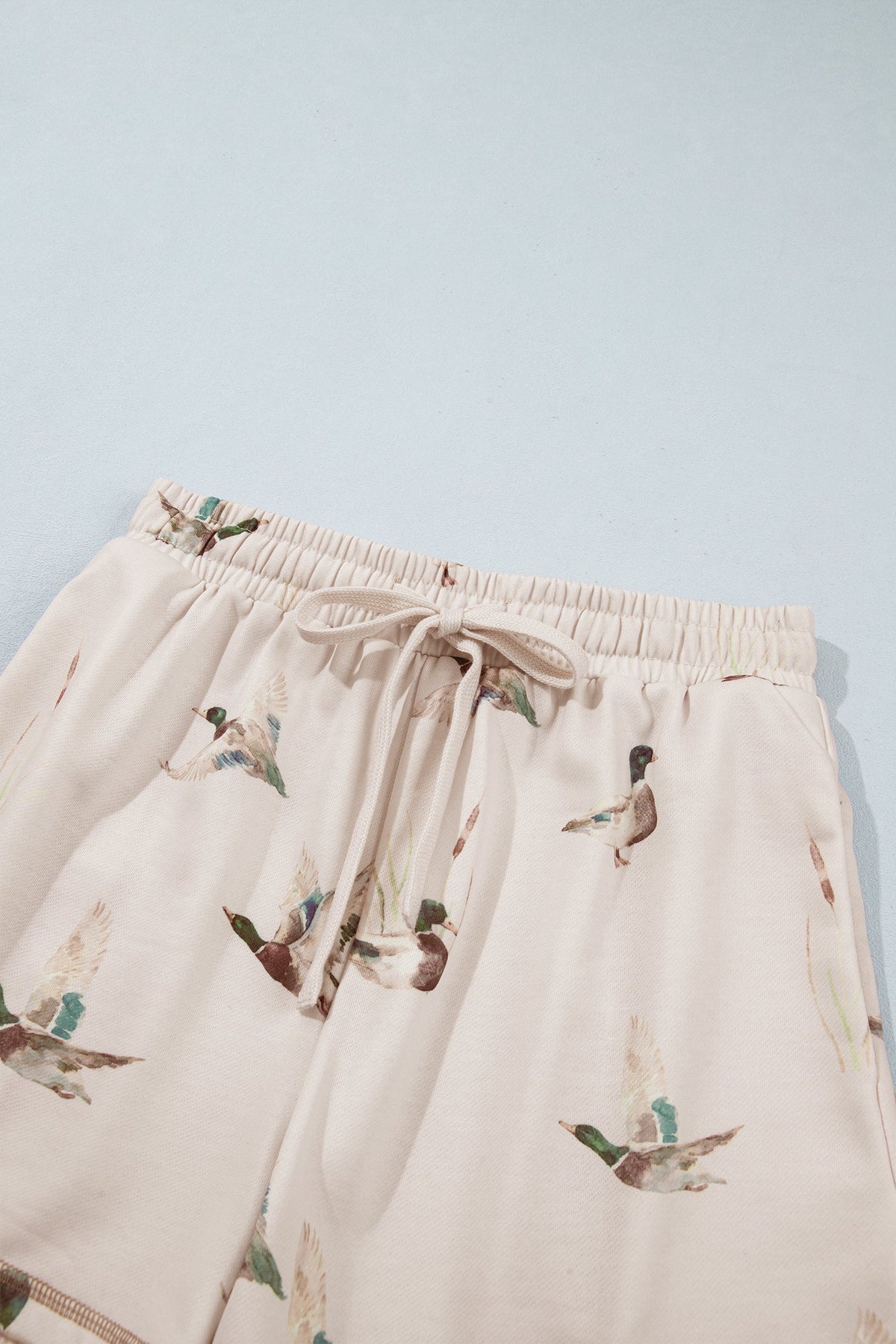 Mallard Duck Print Half-Zip Sweatshirt & Shorts Set