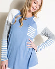 e Luna Solid Striped Color Blocked Top