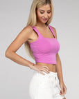 Zenana Cotton Square Neck Cropped Cami Top