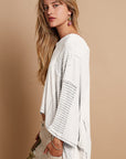 POL High-Low Contrast V-Neck Top