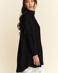 Davi & Dani High-Low Turtleneck Long Sleeve Knit Top