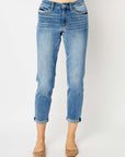 Judy Blue Full Size Cuffed Hem Low Waist Slim Jeans