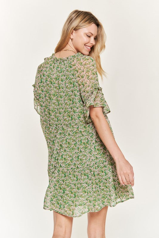 Jade By Jane Floral Print V-Neck Mini Dress