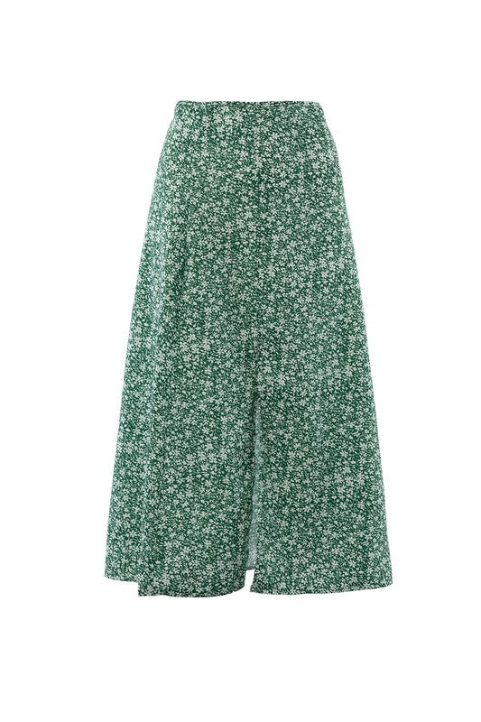 Floral Midi Skirt with Slit - Online Only