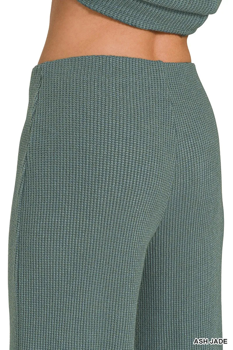 Zenana Mock Neck Top and Pants Sweater Set in Jade