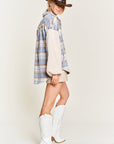 Jade By Jane Multi Plaid Fuzzy Sleeve Jacket