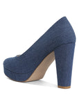 Kostur Denim Block Heel Pumps