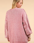 VERY J Cable Knit Open Front Cardigan