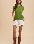 Annie Wear Round Neck Short Sleeve Sweater