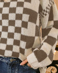 BiBi Checkered Contrast Chunky Sweater