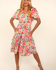 Haptics Tiered Floral Midi Dress with Pockets