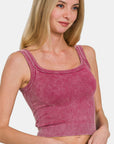 Zenana Washed Ribbed Scoop Neck Wide Strap Tank