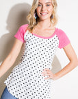 e Luna PLUS Polka Dot Mix Baseball Top