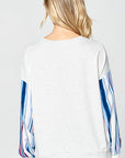 e Luna Multi Striped Solid Sweatshirt