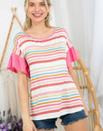 e Luna Multi Striped Boxy Top