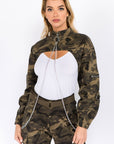 American Bazi Camouflage Cropped Jacket with Chains