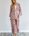 Davi & Dani Printed Long Sleeve Loose Kimono - Online Only