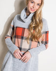 e Luna Plaid Mixed Turtle Neck Top