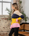 Sew In Love Full Size Color Block Exposed Seam Sweater