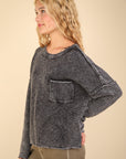 VERY J Mineral Washed Exposed Seam Sweater