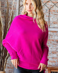 First Love Full Size Asymmetrical Hem Dolman Sleeve Sweater