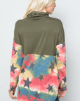 Celeste Full Size Tie-Dye Star Print Long Sleeve Blouse