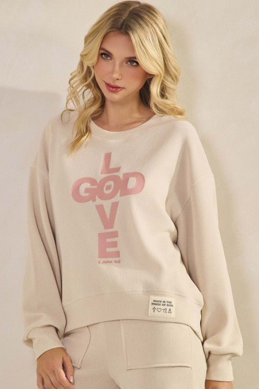 Women's God Is Love Corduroy Graphic Sweatshirt