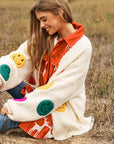 Davi & Dani The Fuzzy Smile Long Bell Sleeve Knit Cardigan