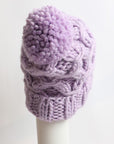 Oversized Chunky Knit Pom Beanie in Lavender