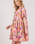 SAGE + FIG Floral Short Sleeve Babydoll Dress with Pockets