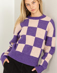 HYFVE Weekend Chills Checkered Long Sleeve Sweater