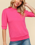 Haptics Tied Back Mock Neck Half Sleeve Knit Top