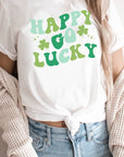 Happy Go Lucky Clovers St Patricks Graphic Tee