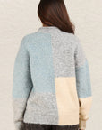 VERY J Color Block Mock Neck Drop Shoulder Sweater