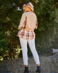 And The Why Full Size Double Layered Plaid Contrast Sweatshirt