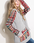 e Luna Plaid Mixed Turtle Neck Sweatshirt