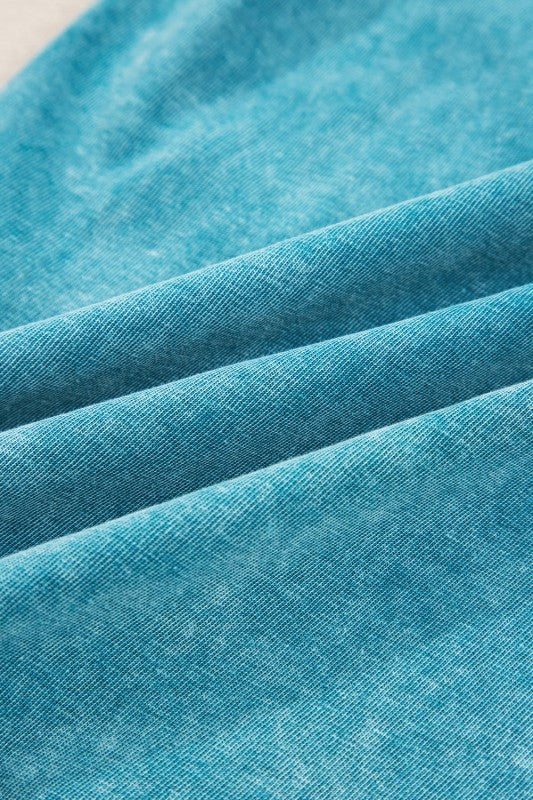 Mineral Wash High Waist Raw Hem Pants