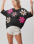 BiBi Floral Pattern Cropped Sweater