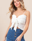 BiBi Ruffled Smocked Ribbon Detail Cami