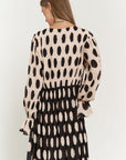 Davi & Dani Polka Dot Ruffled Long Sleeve Pleated Maxi Dress