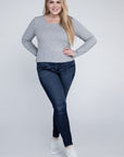 Plus Classic Ribbed Round Neck Long Sleeve Top