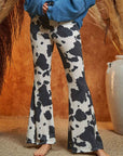 Mocha Cow Print Flared Pants