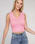 Zenana Ribbed Scoop Neck Cropped Sleeveless Top