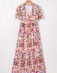 Floral V-Neck Short Sleeve Maxi Dress