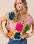 BiBi Granny Square Openwork Sweater Vest